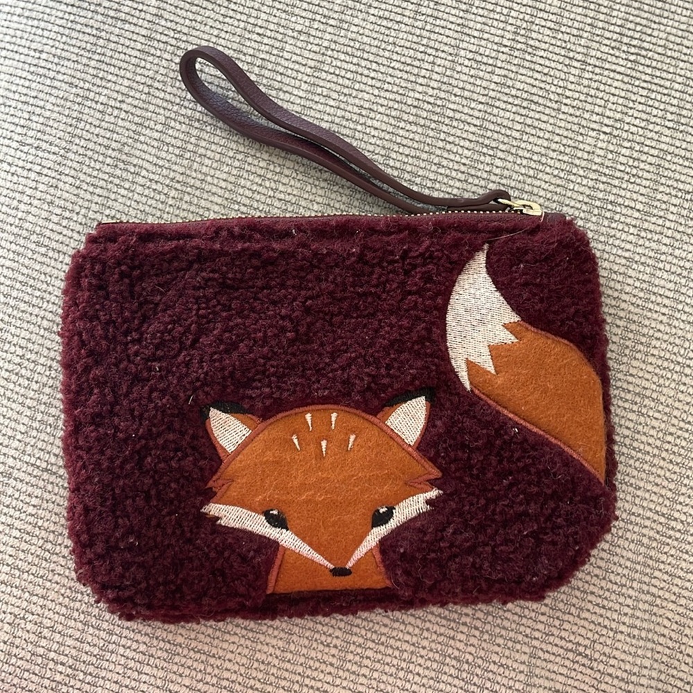 fox shearling wristlet
